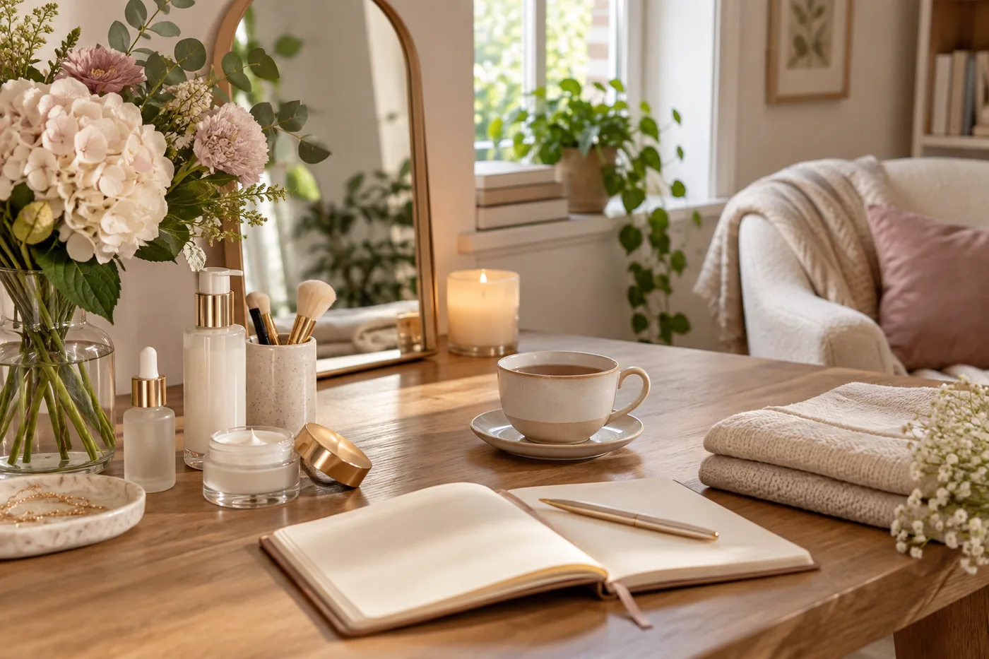beauté douce et soin de soi dans une ambiance douce et apaisante